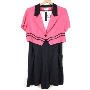VINTAGE Romper Set Crop Jacket Shorts 80s 90s Retro Theme Party Plus Size 16W